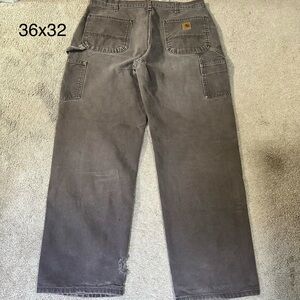 Carhartt Brown Cotton Pants, distressed but repairable, 36x32